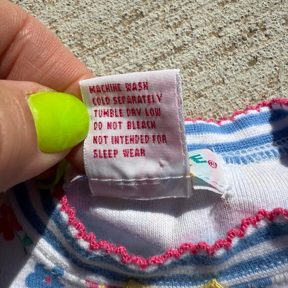 90s Gymboree Bold Primary Color Floral One Piece snap bottom hem ruffles INFANT - Picture 4 of 10